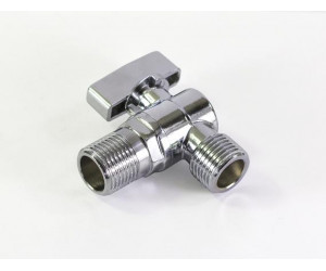 Угловой кран для подключения приборов с сеткой ( хром) 1/2"-3/8"